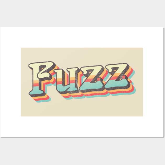 Retro vintage washed out Fuzz design Wall Art by stickerhino